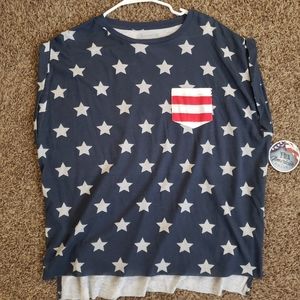 NEW Sleeveless patriotic red white n blue top